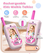 Walkie Talkies de video para niños, paquete de 2 cámaras HD recargables, de