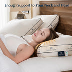 Pacific Coast Almohadas de plumas de ganso y plumón para dormir de lado y de espalda, juego de 2 unidades, tela de algodón 100% orgánico, almohadas firmes, almohadas reforzadas de la colección de