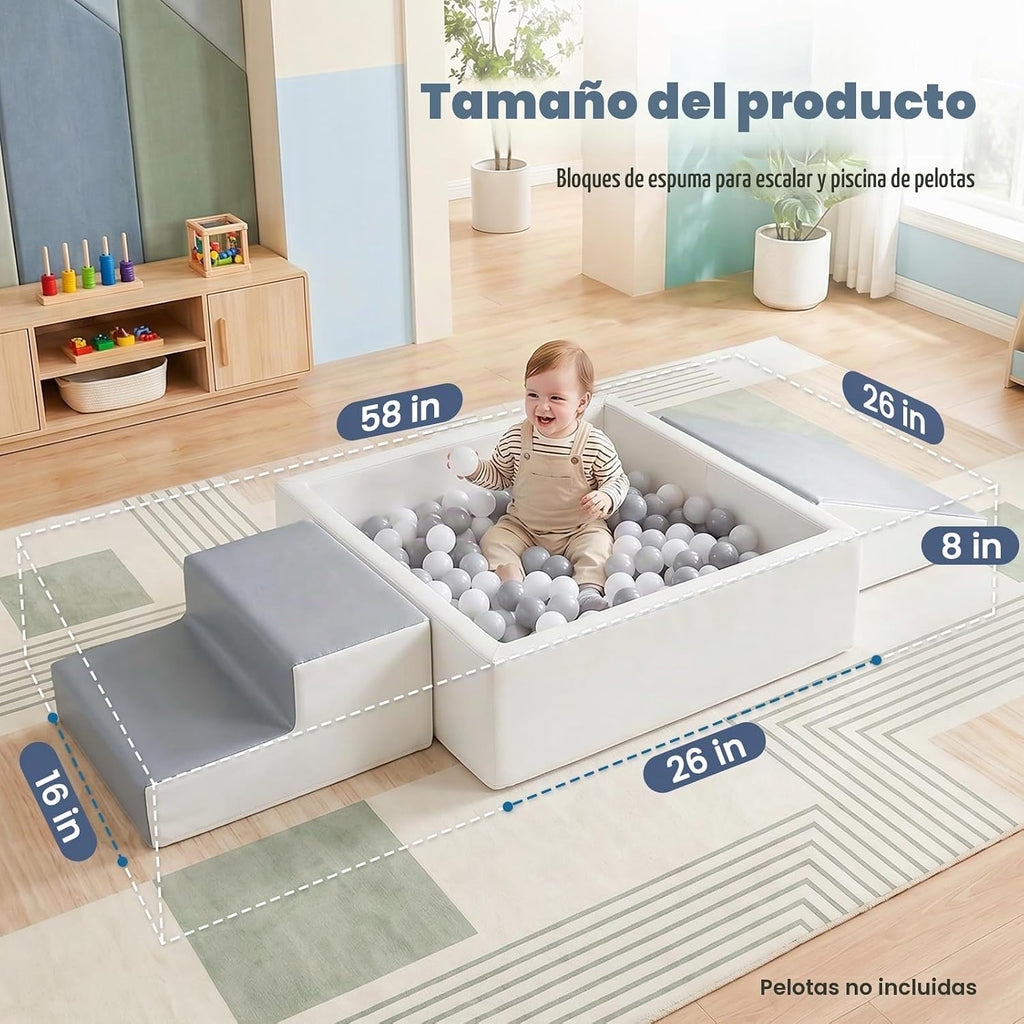 Hoohtoot Bloques de escalada de espuma con pozo de bolas cuadrado para