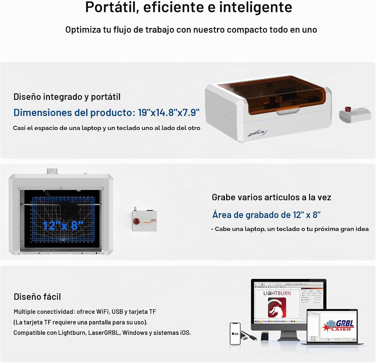 Laservii Grabador láser M1s 12000mW, máquina de grabado láser segura