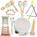 Kids Musical Instruments Set, Neutral Colors Wooden Montessori Toys