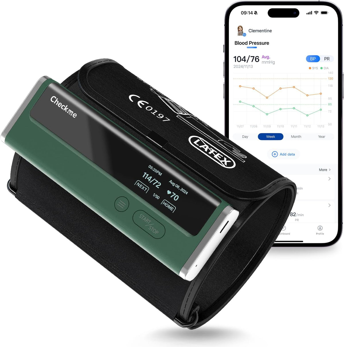 Checkme Monitor de presión arterial para uso doméstico: puño superior del brazo, máquina Bluetooth BP, lecturas precisas en 30 segundos, aplicación habilitada para iOS y Android