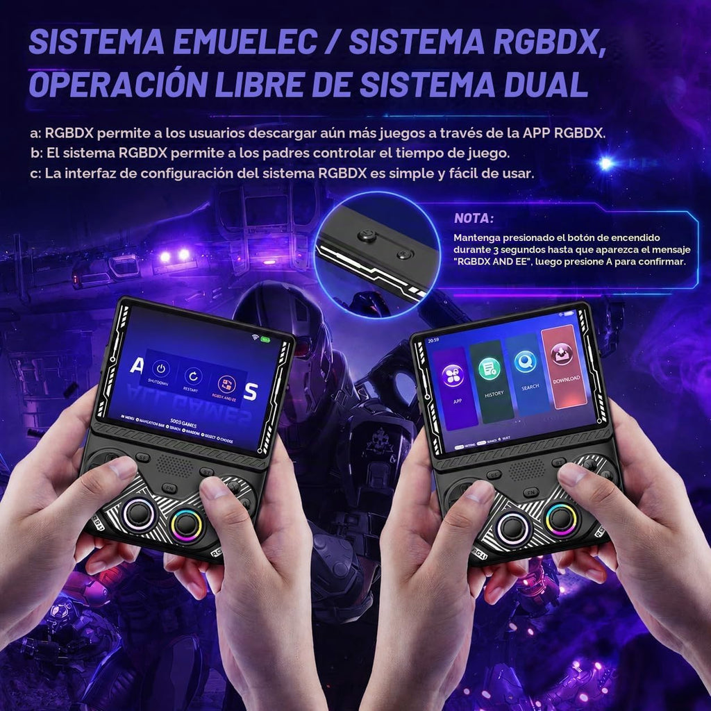 RG43V Pro - Consola de juegos portátil retro, pantalla IPS HD de 4.3 pulgadas, procesador de cuatro núcleos RK3562, soporte de 64 GB, más de 30 emuladores y más de 22000 juegos, multijugador WiFi 6