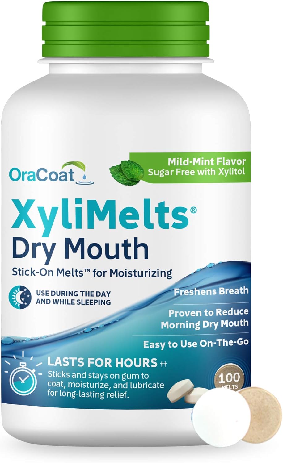 Oracoat XyliMelts para la boca seca de noche o día - Discos adhesiv...