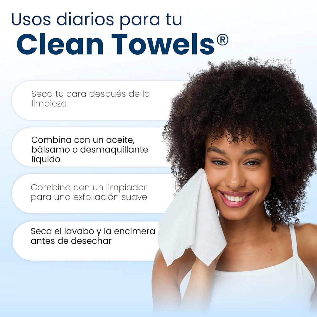 Clean Skin Club Clean Towels XL®, toalla facial 100% biológica cert...