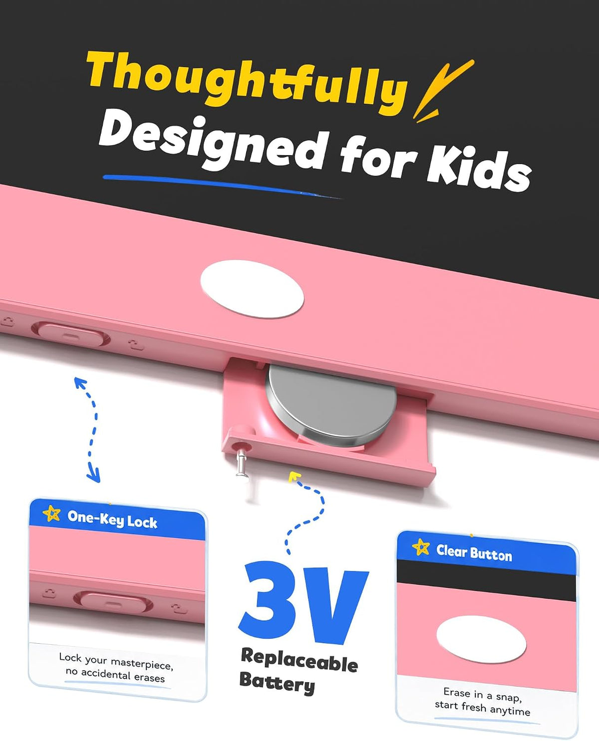 Tableta de escritura LCD para niños, tablero de dibujo digital extragrande y pizarra blanca de aprendizaje, almohadilla de escritura reutilizable para dibujar, matemáticas, ortografía, regalo