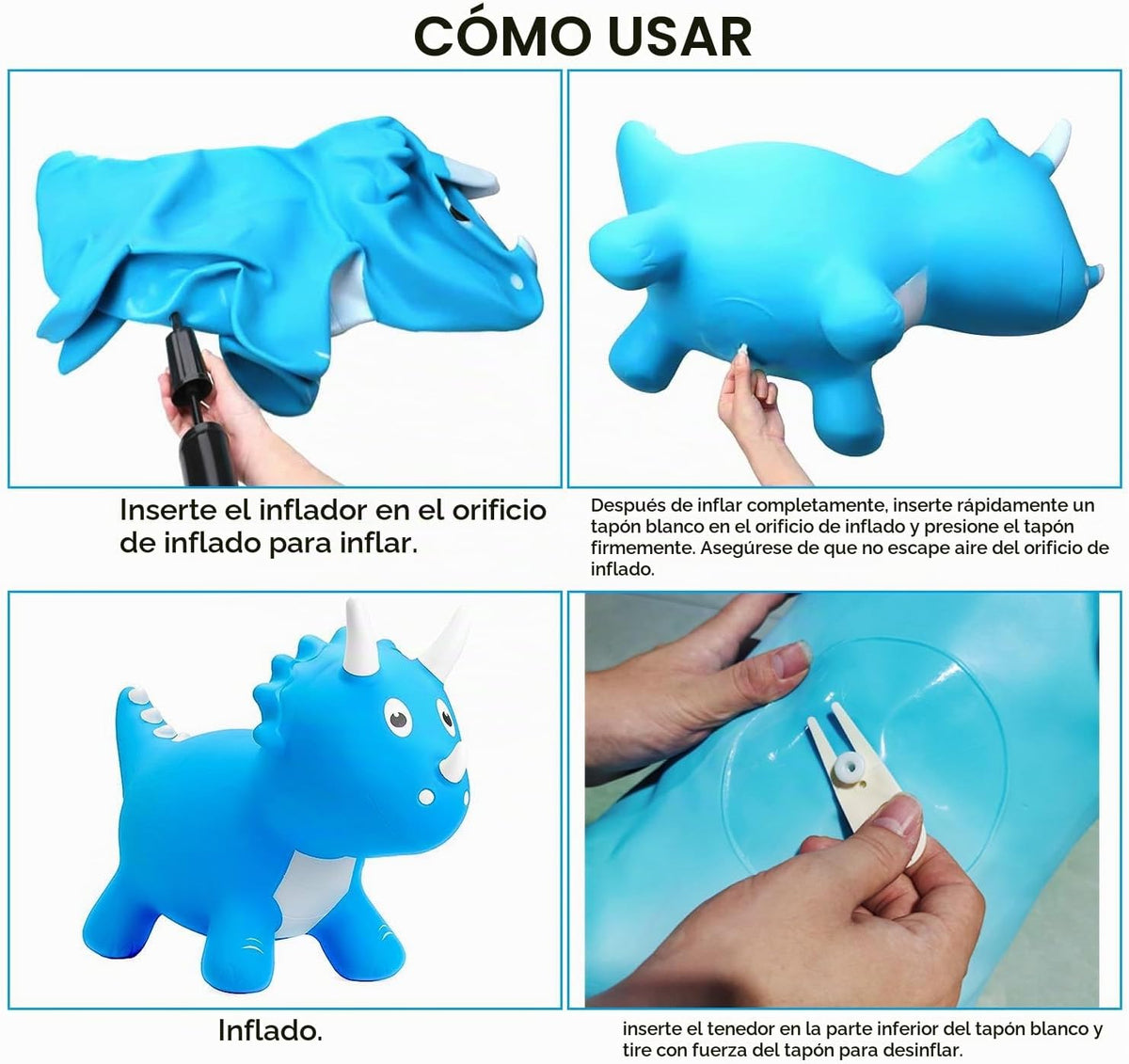 ZHUYNXIR Juguete inflable de dinosaurio animoso, juguete de dinosaurio saltador, juguete de salto favorito de los niños. Perfecto para cumpleaños (dinosaurio azul Hopper).