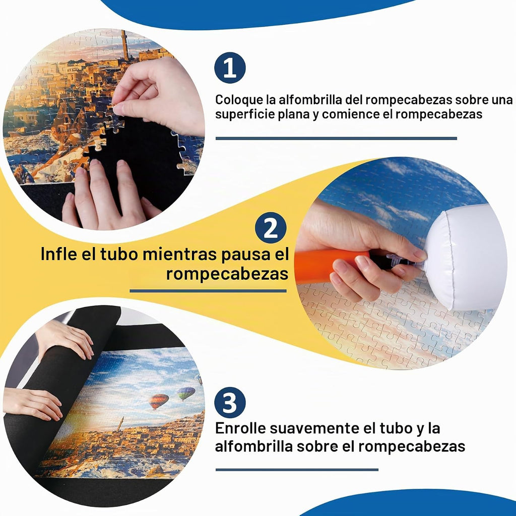 Tapete de rompecabezas enrollable para rompecabezas de hasta 2000, 1500, 1000, 500 piezas grandes y portátiles para guardar la mesa, cubierta de rompecabezas con bandejas clasificadoras, bolsa de
