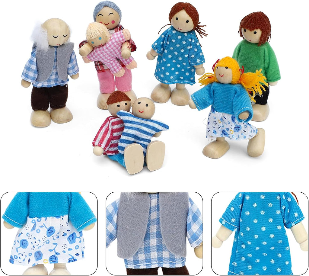 ONEST Juego de 12 piezas de casa de muñecas de madera, mini figuras