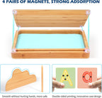 AtMini Bandeja de arena para aula, bandeja de arena Montessori con tapa, bandejas de arena de madera para niños, letras y números (azul)