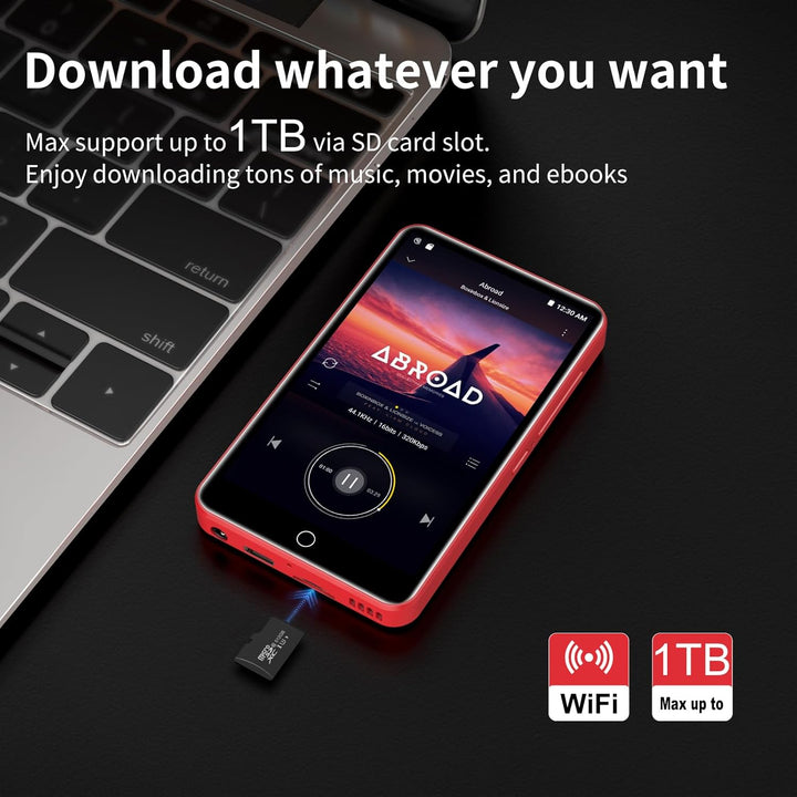 Reproductor MP3 con Bluetooth y WiFi, 80GB de almacenamiento y sist...