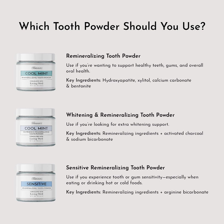 JUST INGREDIENTS Polvo de dientes remineralizante sensible, sin flu...