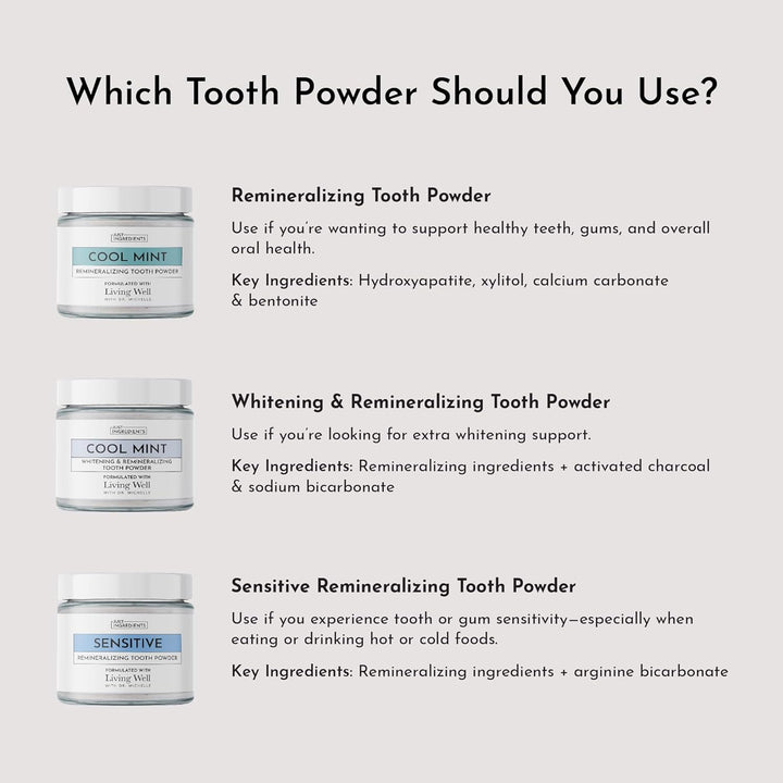 JUST INGREDIENTS Polvo de dientes remineralizante, sin flúor, 1 oz...