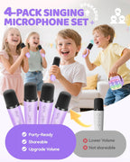 YLL Mini máquina de karaoke con 4 micrófonos inalámbricos, regalos para