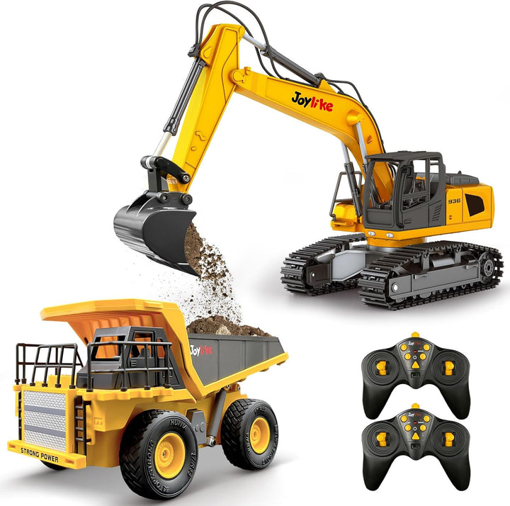 Excavadora RC y camión volquete vehículo de construcción