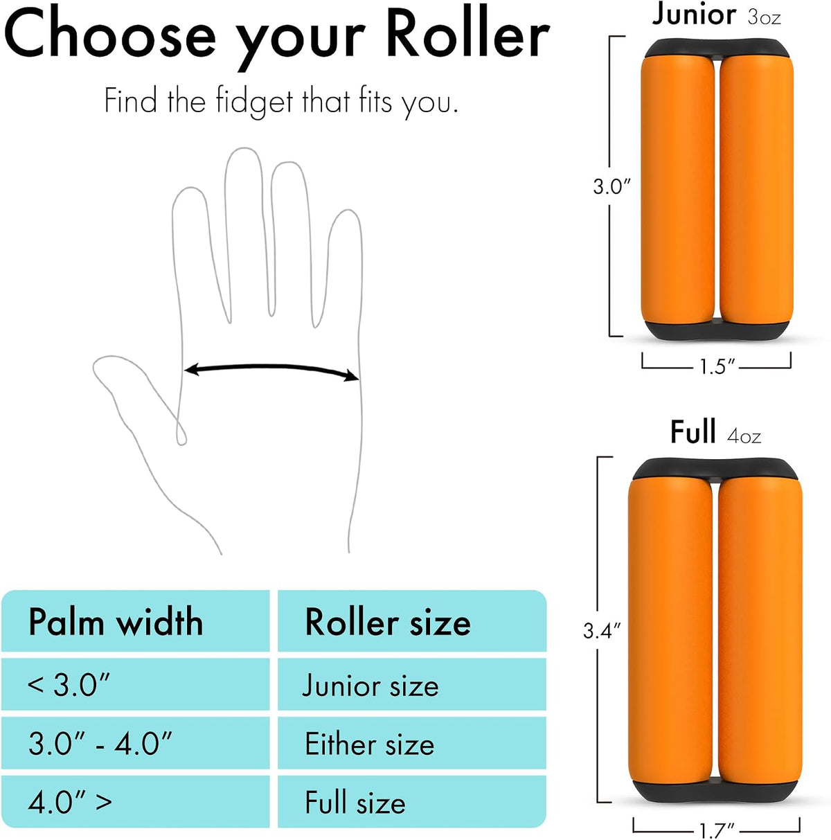 ONO Roller - Juguete antiestrés de mano para adultos | Ayuda a aliviar el estrés, la ansiedad, la tensión | Promueve el enfoque, la claridad | Diseño compacto y portátil (naranja, tamaño junior