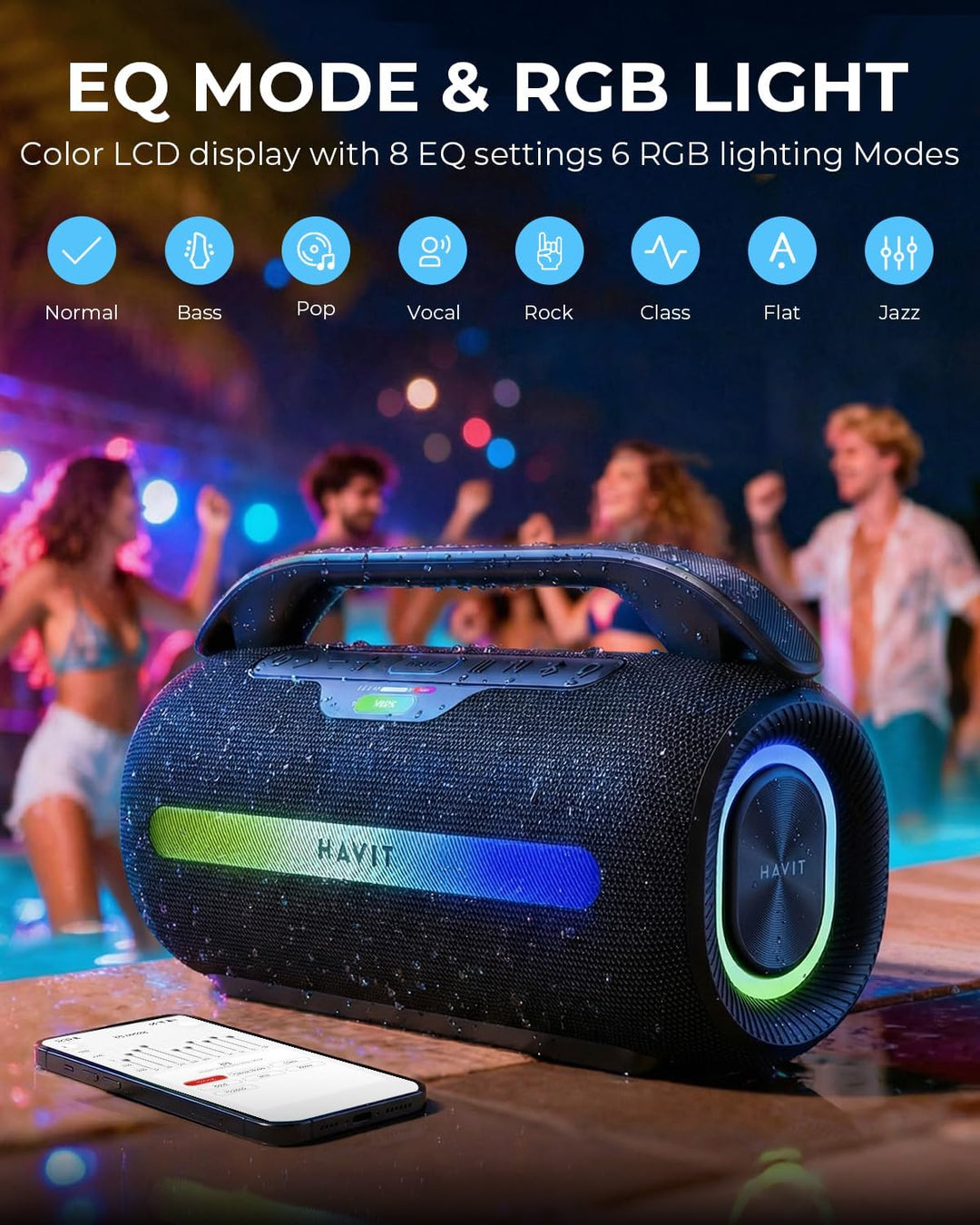 havit Altavoz Bluetooth para exteriores, altavoces de pico de 120 W...