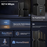 TP-Link Tri-Band BE9300 WiFi 7 Router (Archer BE550) - 6-Stream, Pu...