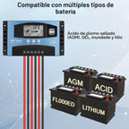 Controlador de carga de panel solar MPPT de 60 A, controlador de cargador de batería solar automático de 12 V/24 V con pantalla LCD, puerto USB dual y temporizador de ajuste de horas de