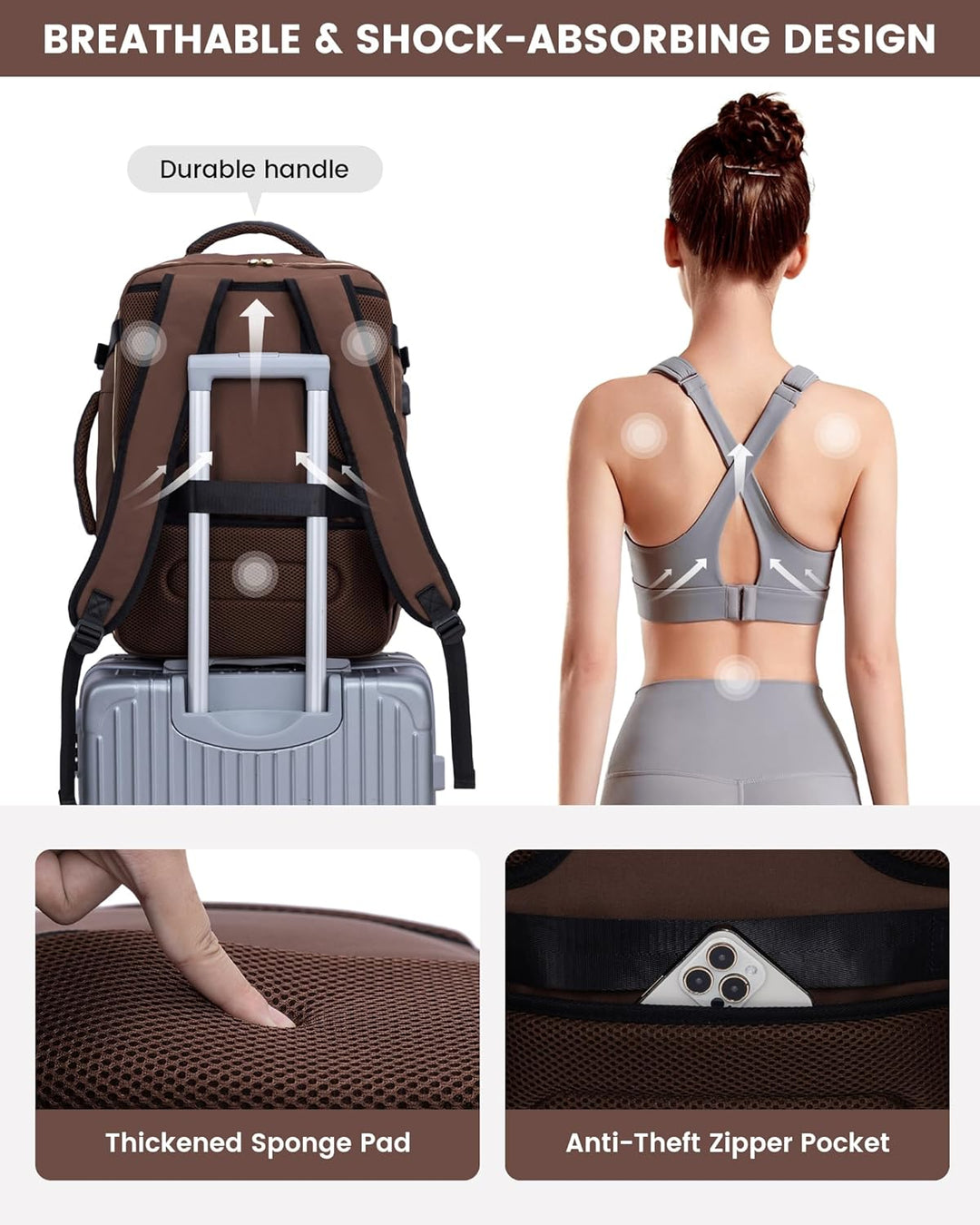 LOVEVOOK Mochila de Viaje Grande, Mochila de Equipaje de Mano para...
