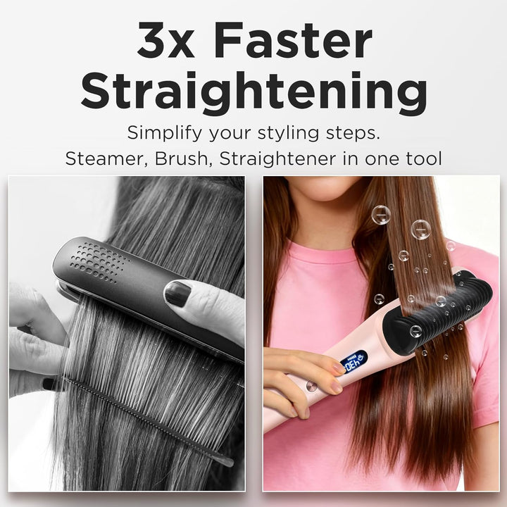 Prizm Pro Steam - Cepillo alisador de pelo iónico para cabello riza...