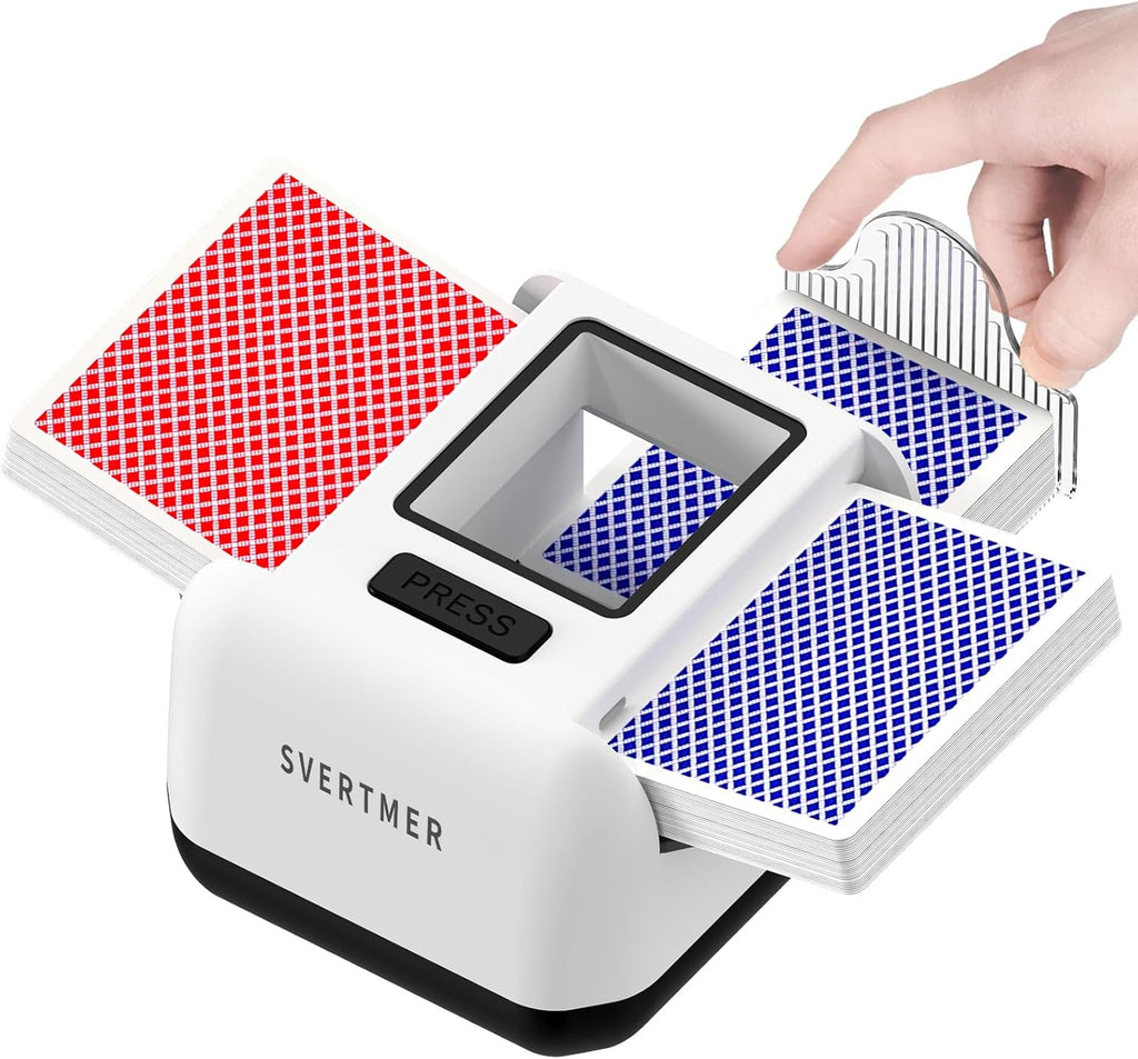Barajador automático de cartas|1-2 barajadoras de cartas eléctricas|Baterías recargables portátiles de póquer, blackjack, uno, skip-bo, fase 10 más jugando barajador para juego en casa, viajes