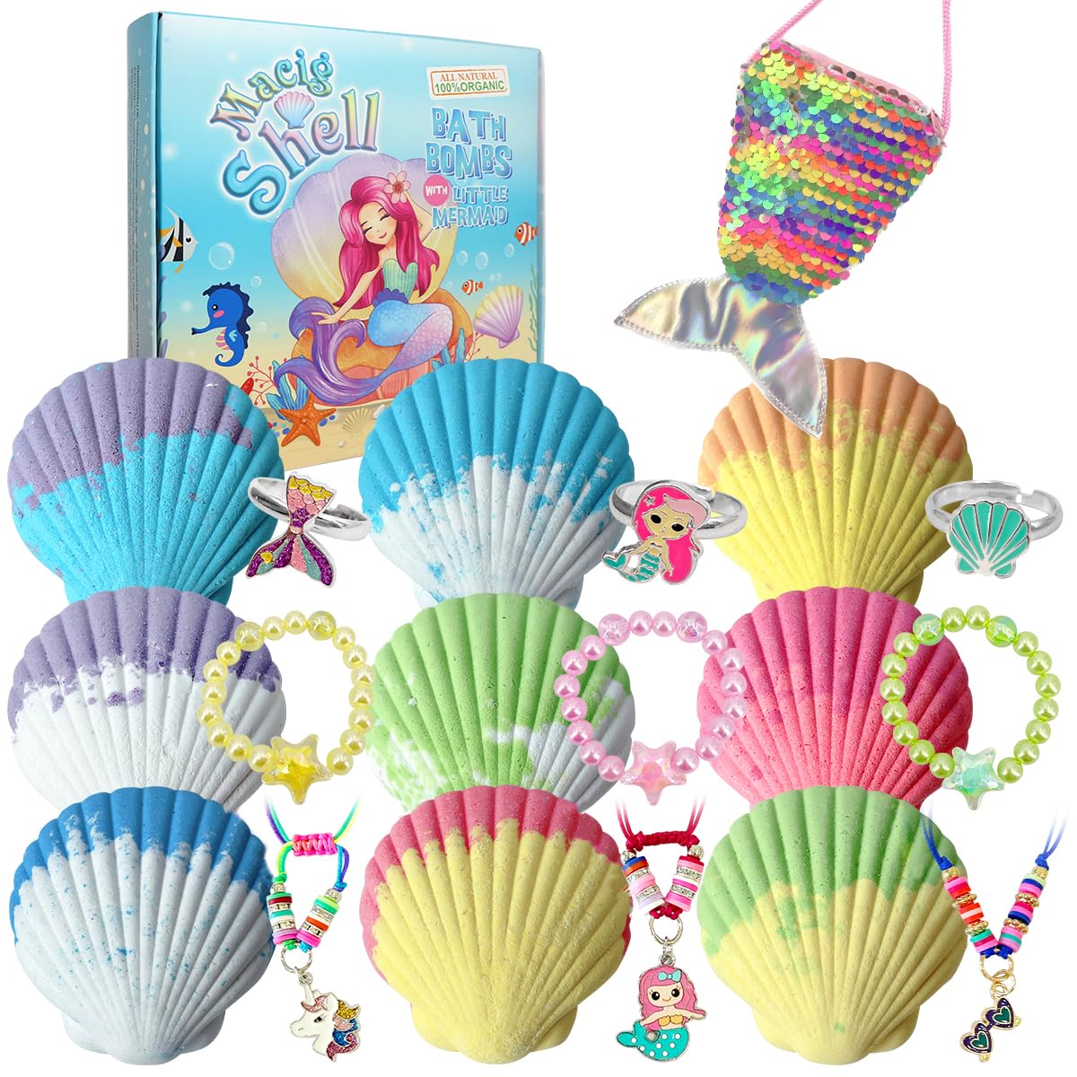 Bombas de baño de concha mágica Clear&Fresh para niños con joyas sorpresa