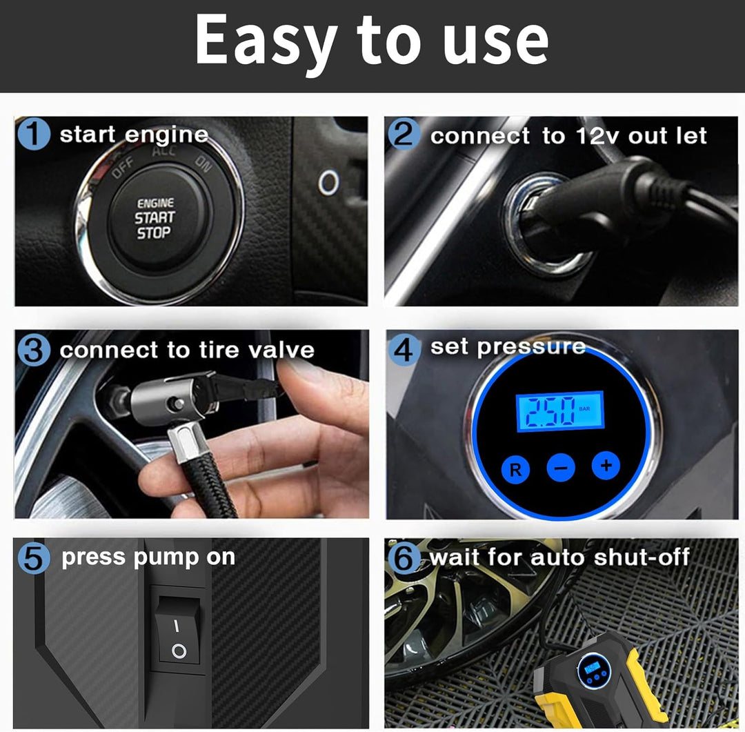 Compresor de aire digital para bomba automática de coche Inflador d...
