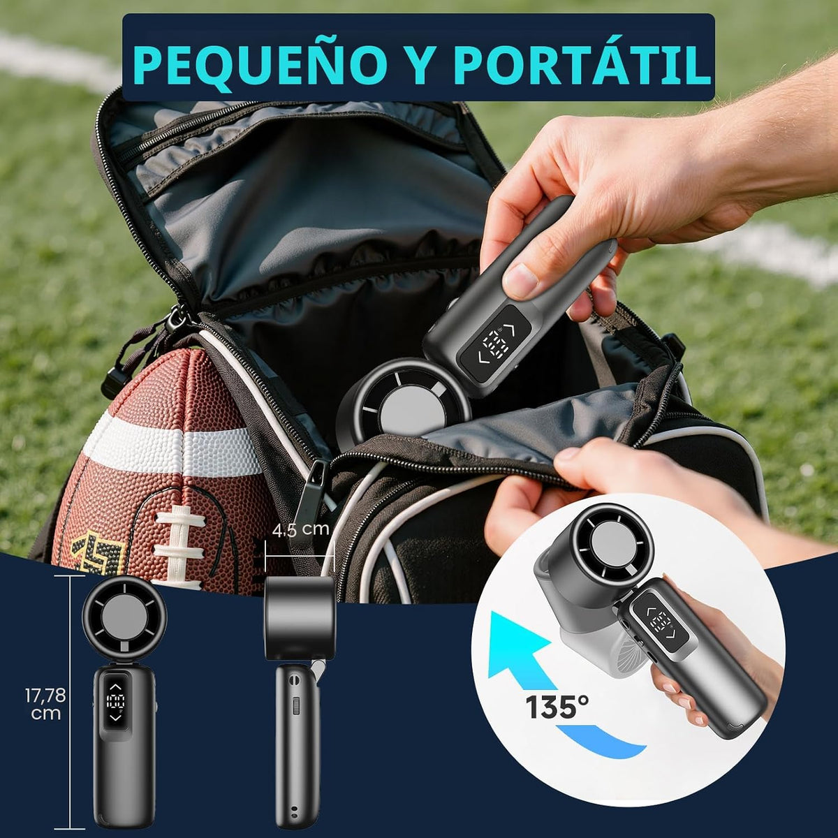 Guirngou Ventilador turbo portátil de mano, viento de 1 a 100 veloc...