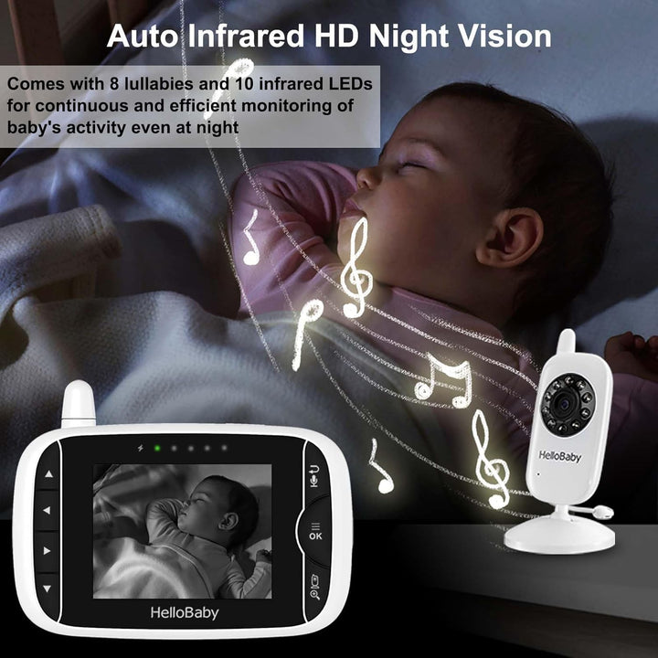 HelloBaby Monitor de video para bebés con cámara y audio, pantalla...