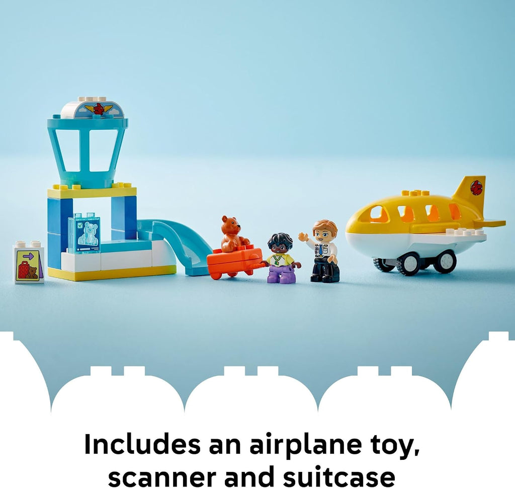 LEGO DUPLO Town - Juguete de construcción por primera vez en el aeropuerto, juego de aprendizaje para niños y niñas a partir de 1.5 años, los más pequeños usan bloques de construcción para explorar emociones, idea de regalo para niños pequeños para cumple