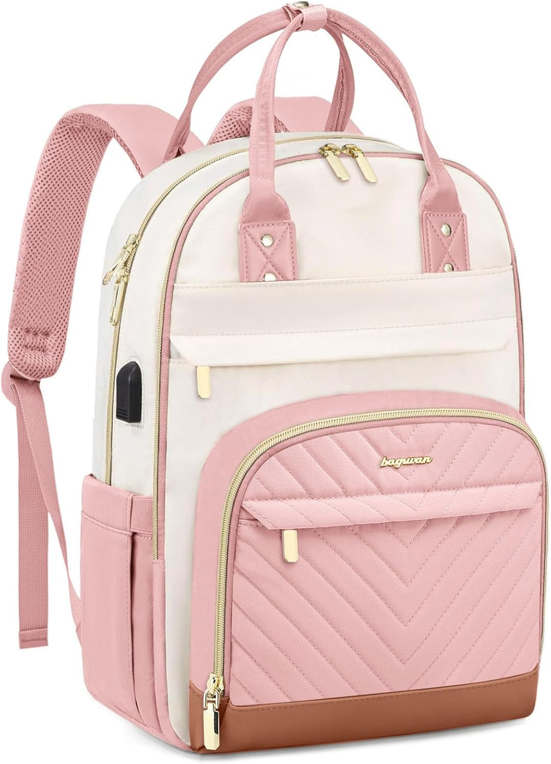 bagswan Mochila para laptop para mujer, 72-rosa beige, 15,6 pulg.,...
