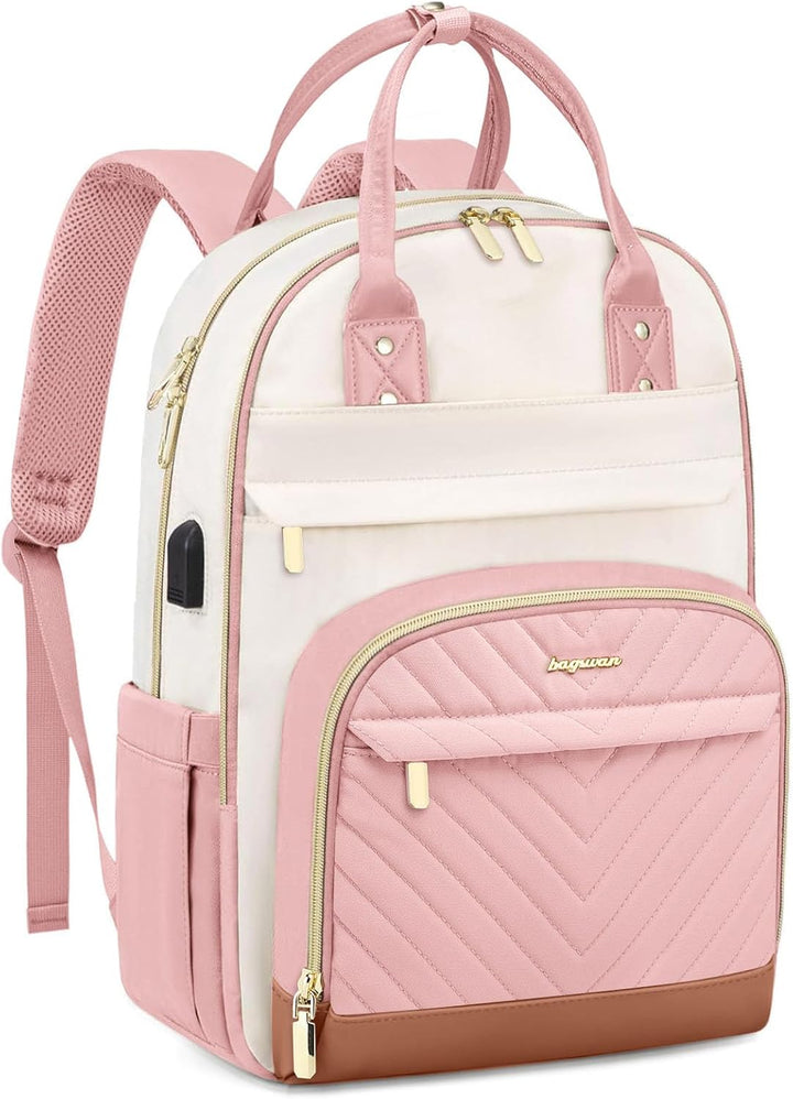 bagswan Mochila para laptop para mujer, 72-rosa beige, 15,6 pulg.,...