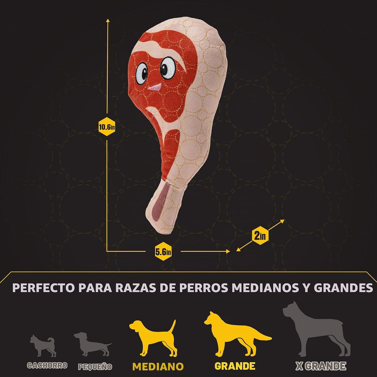 Bite Force - Juguete para perros duradero y fuerte Ribby con chirriador, costuras reforzadas con Kevlar para masticadores agresivos - Rojo.