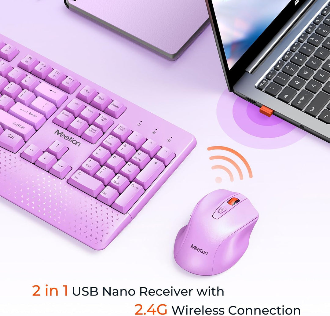 MEETION Teclado y mouse inalámbricos, teclado inalámbrico de tamaño...