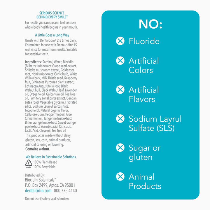 Biocidin Dentalcidin - Pasta de dientes blanqueadora sin flúor para...