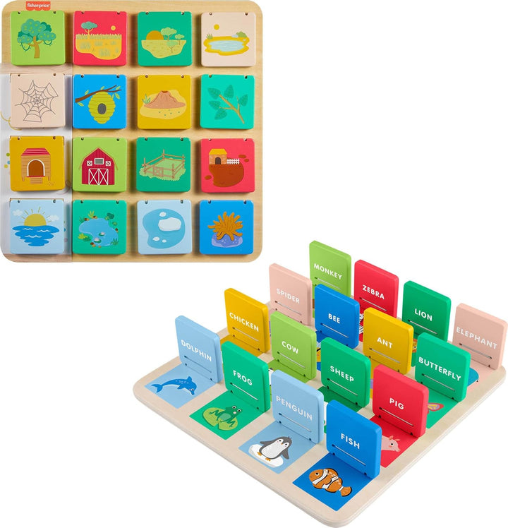 Fisher-Price Tablero de madera para levantar y revelar