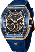 Paras Crown Relojes para Hombre Tonneau 5ATM Resistente al Agua Cuarzo Cronógrafo Analógico Reloj de Pulsera de Lujo para Hombre Caja de Acero Inoxidable Relojes de Hombre