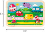 Janod - Vehículos Chunky Puzzle 7 Piezas - Desarrollo de habilidades motoras - Mejora las habilidades motoras - Promueve la imaginación, materiales de calidad segura - Excelencia en diseño francés