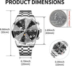 OLEVS Reloj para hombres, cuarzo, acero inoxidable, vestir, impermeable, luminoso