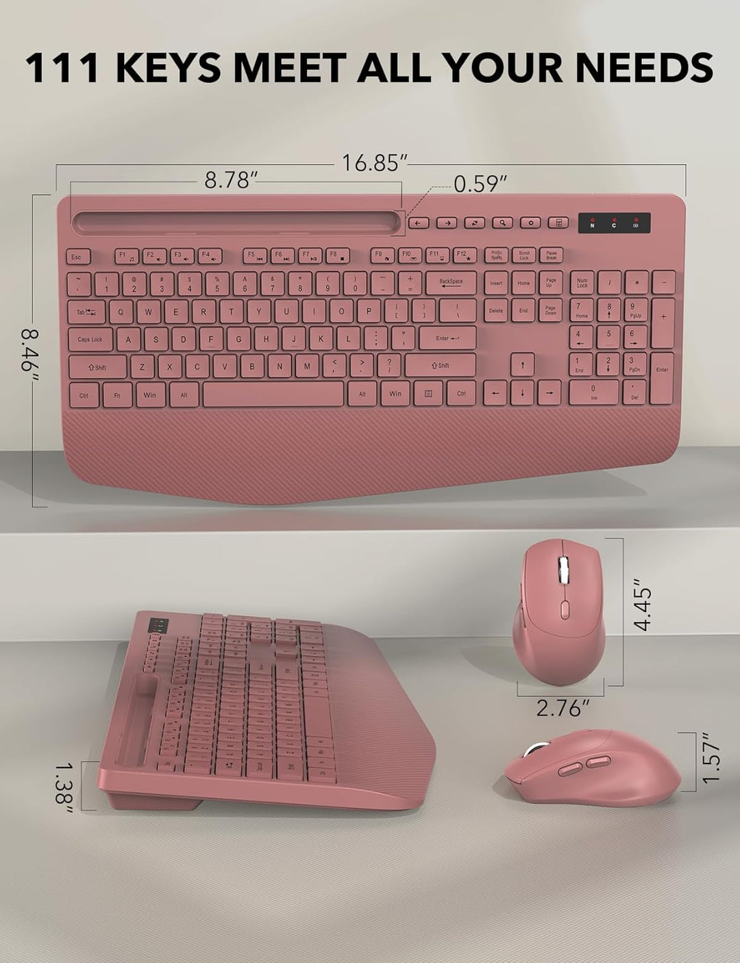 Combo de teclado y ratón inalámbrico - Teclado ergonómico de tamaño...