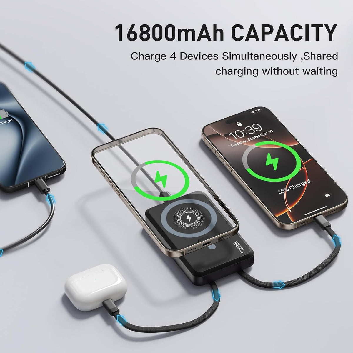 Banco de energía inalámbrico magnético 2025, cargador portátil de 1...