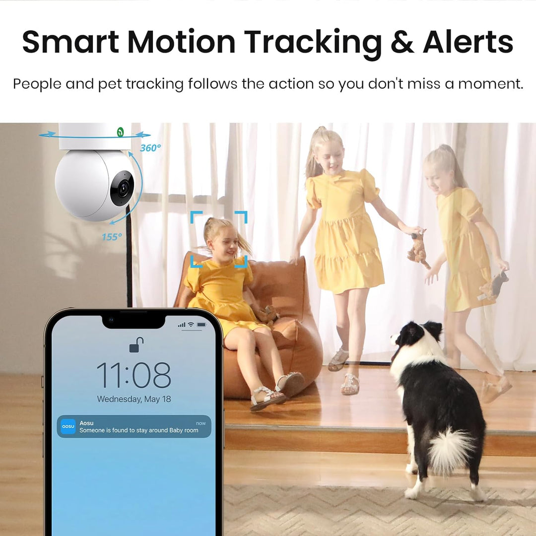 aosu Cámara de seguridad de 4MP para interiores, monitor de bebé de...