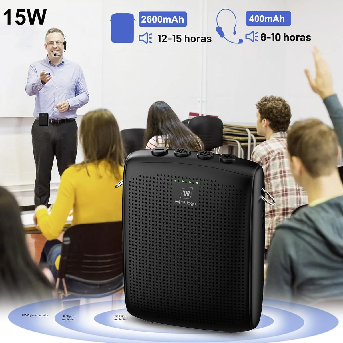 WinBridge Amplificador de voz con Bluetooth, altavoz portátil y micrófono