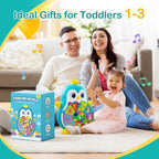 Juguetes de aprendizaje de pingüinos musicales para niños de 1 año, juguetes educativos bilingües para 1-3 años con 5 temas, sonido y luz, enseñanza de primera palabra para 12-18 meses, regalos de primer cumpleaños para niños y niñas