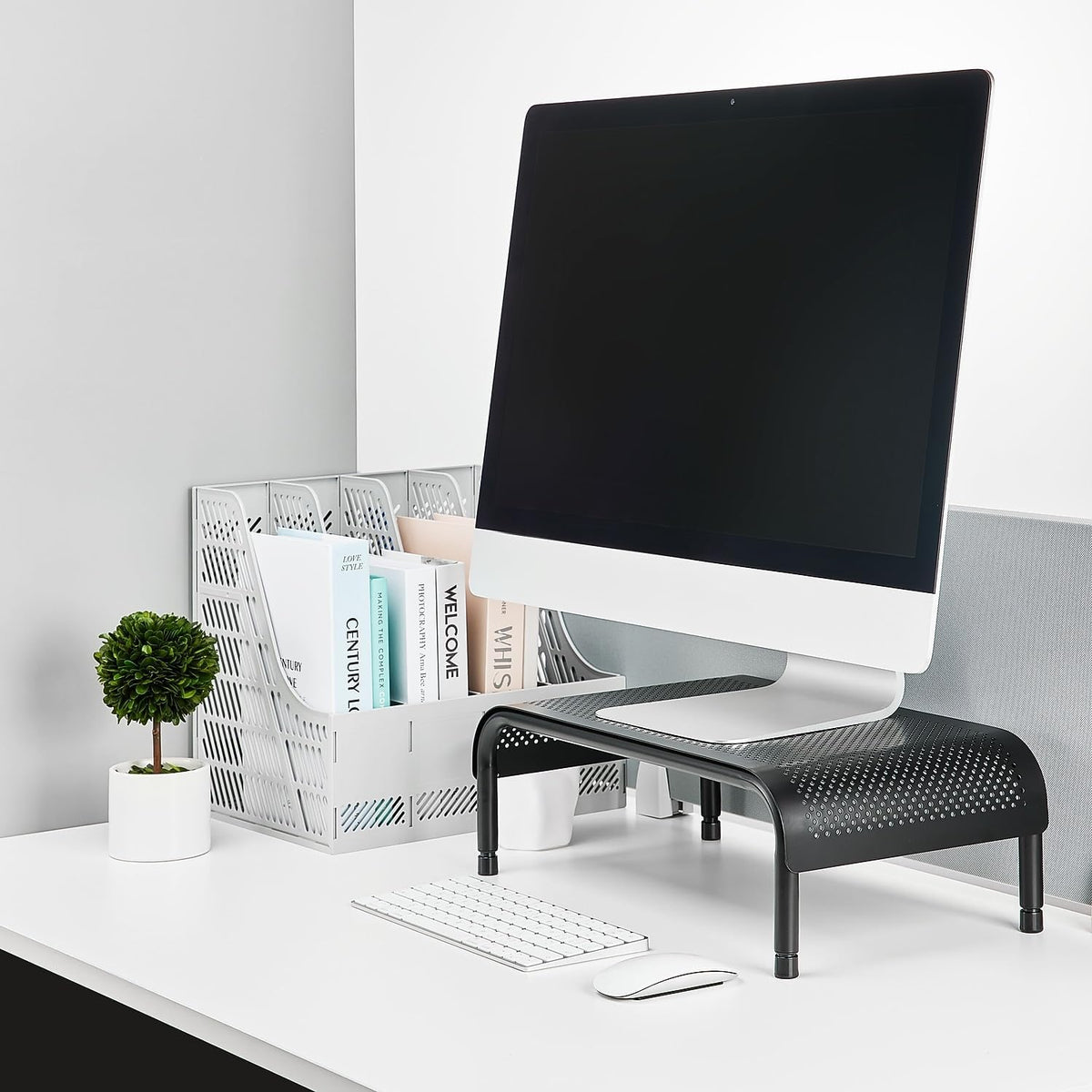 Staples TECH Soporte de monitor de acero ajustable, elevador ergonómico de