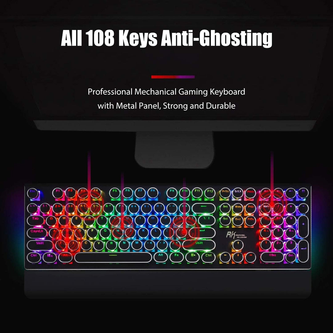 RK ROYAL KLUDGE Teclado mecánico S108 para máquina de escribir, tec...
