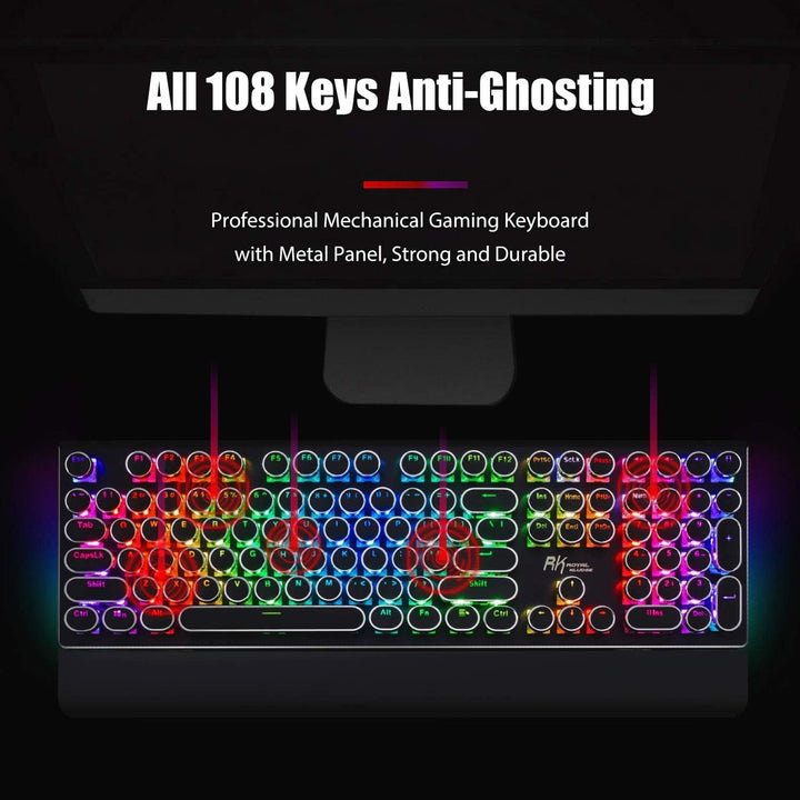 RK ROYAL KLUDGE Teclado de Máquina de Escribir S108, Teclado Mecáni...