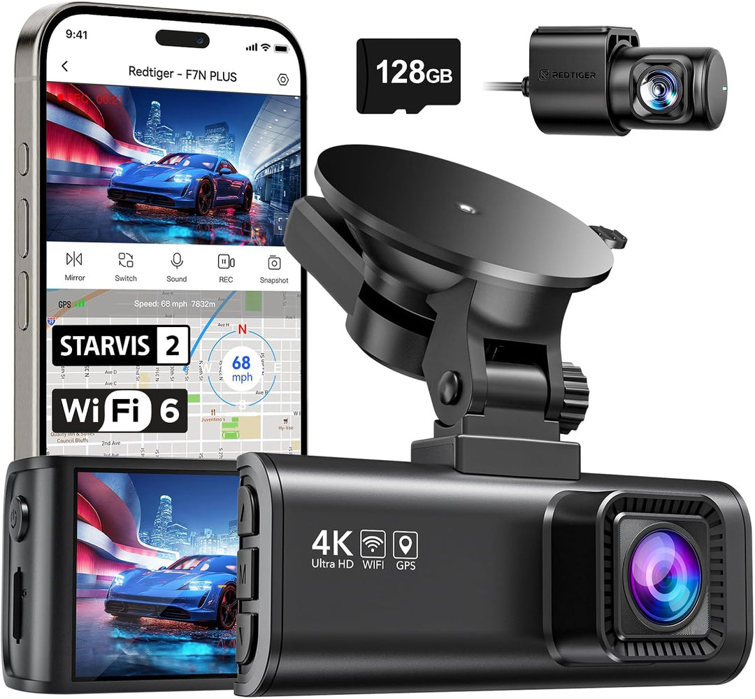 REDTIGER Cámara de tablero 4K frontal trasera sensor