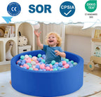 Piscina de bolas de espuma de 35.4 x 11.8 pulgadas para niños pequeños, pelotas redondas para bebés de 1 a 3 años, pelotas de juego para niños y niñas, pelotas no incluidas, azul